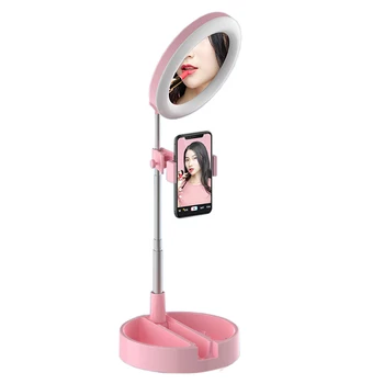 

Photo Studio Phone Video mini desktop table LED Ring Light 5500K 58cm height Photography Dimmable with Makeup mirror Ring Lamp