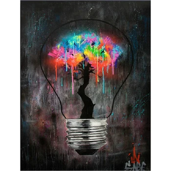 

Diy diamond painting Abstract light bulb 5d diamond painting full drill round diamond mosaic cross stitch Diamond Embroidery