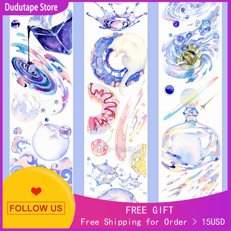 1 Loop Washi PET Tape Stationery Cm Miaonazixing Crystal Ink Cute Journal Decoration | Канцтовары для офиса и дома