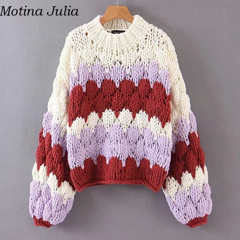 Motina Julia элегантный вязаный свитер большого размера Женский Осенний Теплый Свитер pollover крутой зимний Повседневный вязанный кардиган