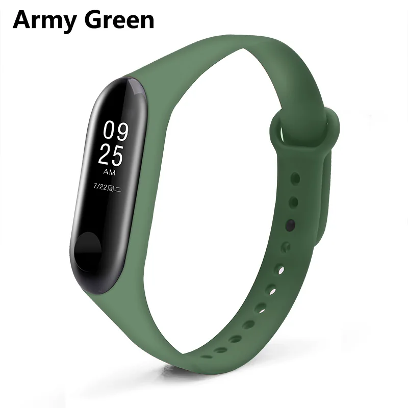 Army Green Смарт Браслет ремешок для Xiaomi mi band 3 4 разнообразные узорные mi band запасная часть для mi llet 3/4 ТПУ Браслет ремешок - Цвет: Army Green