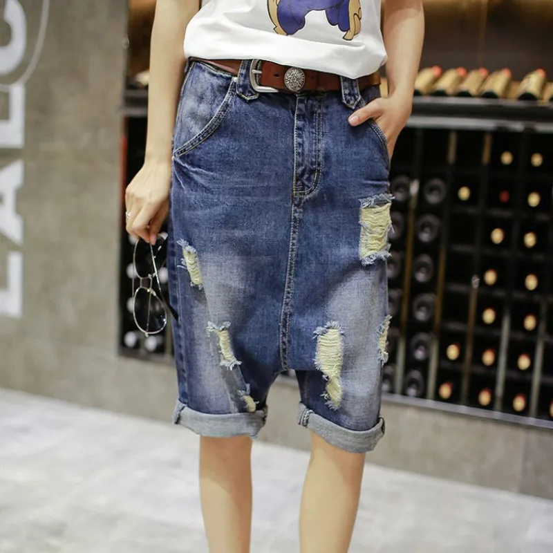 Women Denim Cross pants Fashion Low 