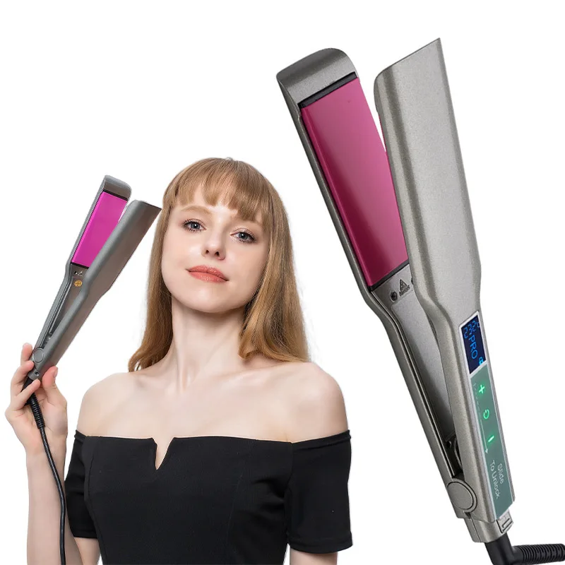 Dual Voltage Professional Hair Straightener Titanium Ceramic Wide Plate Lcd  Fast Heating Hair Iron Flat Floating Styling Tools - Hair Straightener -  AliExpress