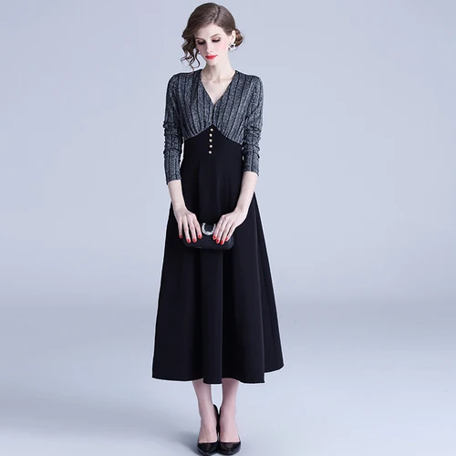 Black Новое французское викторианское Ретро миди платье vestidos Mujer Verano осеннее женское черное платье с длинными рукавами - Цвет: Black