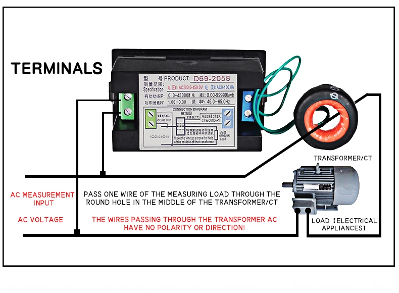 D69-2058 6-in-1 HD LCD Multifunktions-Digitalanzeige Spannung Strom Leistung Frequenz KWH-Messgerät Mehrere Farben – Detail 7