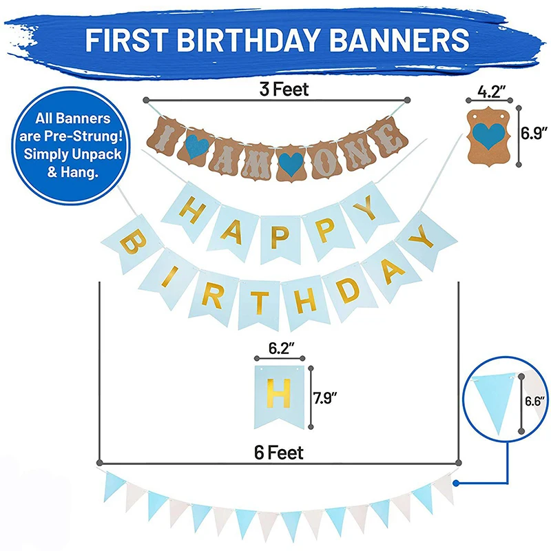 Комплект на день рождения для детей 1 года Вечерние украшения мальчиков и девочек