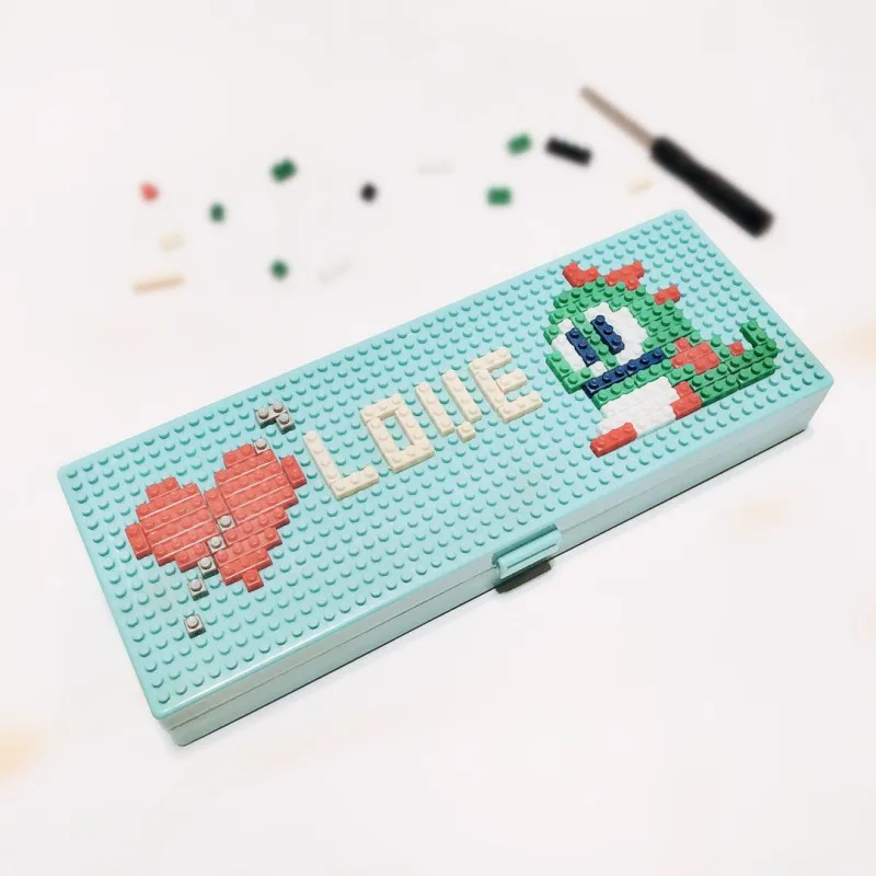 DIY мультфильм милый ABS строительные блоки пенал для карандашей ящик начальной школы детский подарок пенал