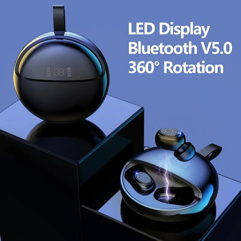 Миниатюрные беспроводные наушники YTOM Bluetooth 5 0 со светодиодным дисплеем гарнитура