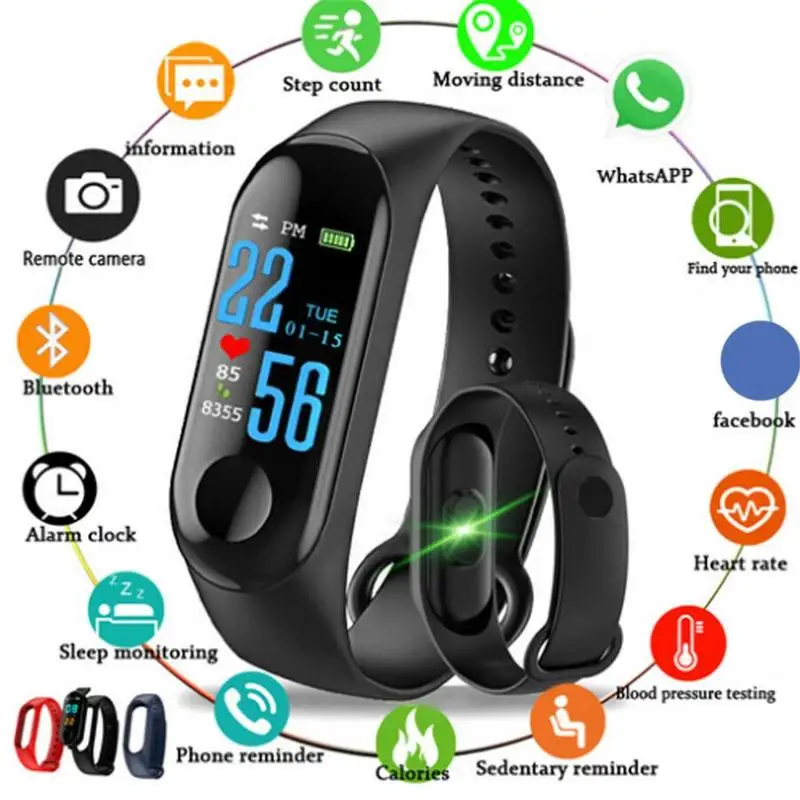 

Smart Wristband Bracelet Heart Rate Monitor Blood Pressure Fitness Tracker Wristwatches Wrist Band Waterproof for IOS Android