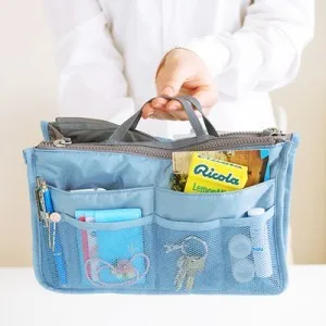 

Korean-style Hand Double Zipper Bag in Bag Multi-functional Washed Storgage Bag Cosmetic Bag Compartmental Organizing Bag Sleeve