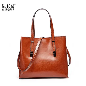 

BRIGGS Brand Genuine Leather Women Shoulder Bag Real Cow Leather Handbag Famous Design Crossbody Bag Casual Tote Top-handle Bag