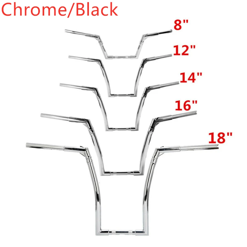 1-1/4" Black Chrome 14" Ape Hanger Handlebar For Harley Sportster XL883 XL1200 