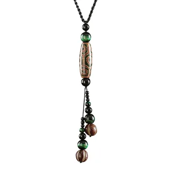 

Vintage Buddhism Agate Tiger's Eye Stone Necklace for Women gzi Beads Rosary Necklace Women Prayering Unisex Jewelry Gift