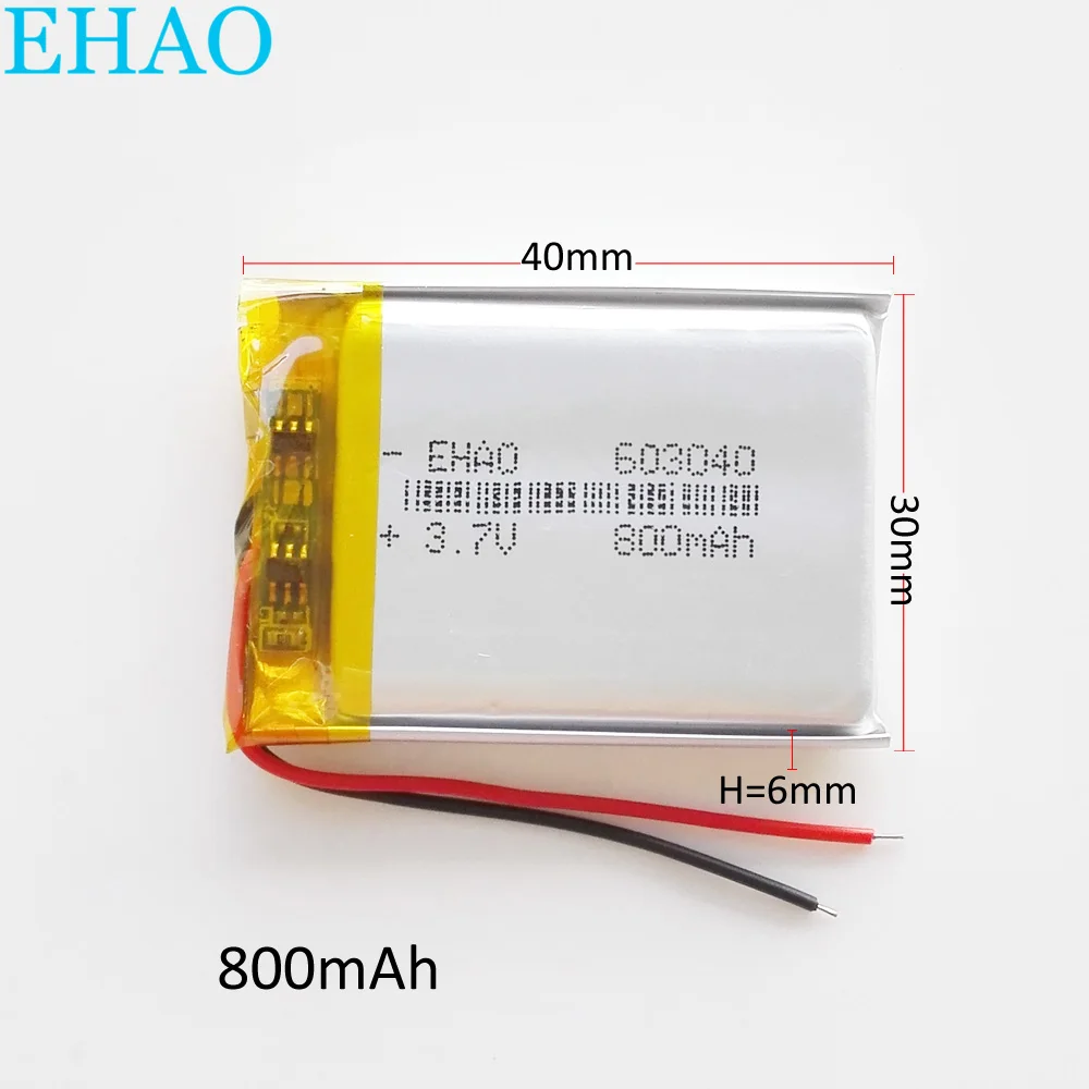 EHAO 603040 литий полимерная аккумуляторная батарея 3 7 В 800 мАч для Mp3 PAD DVD электронная