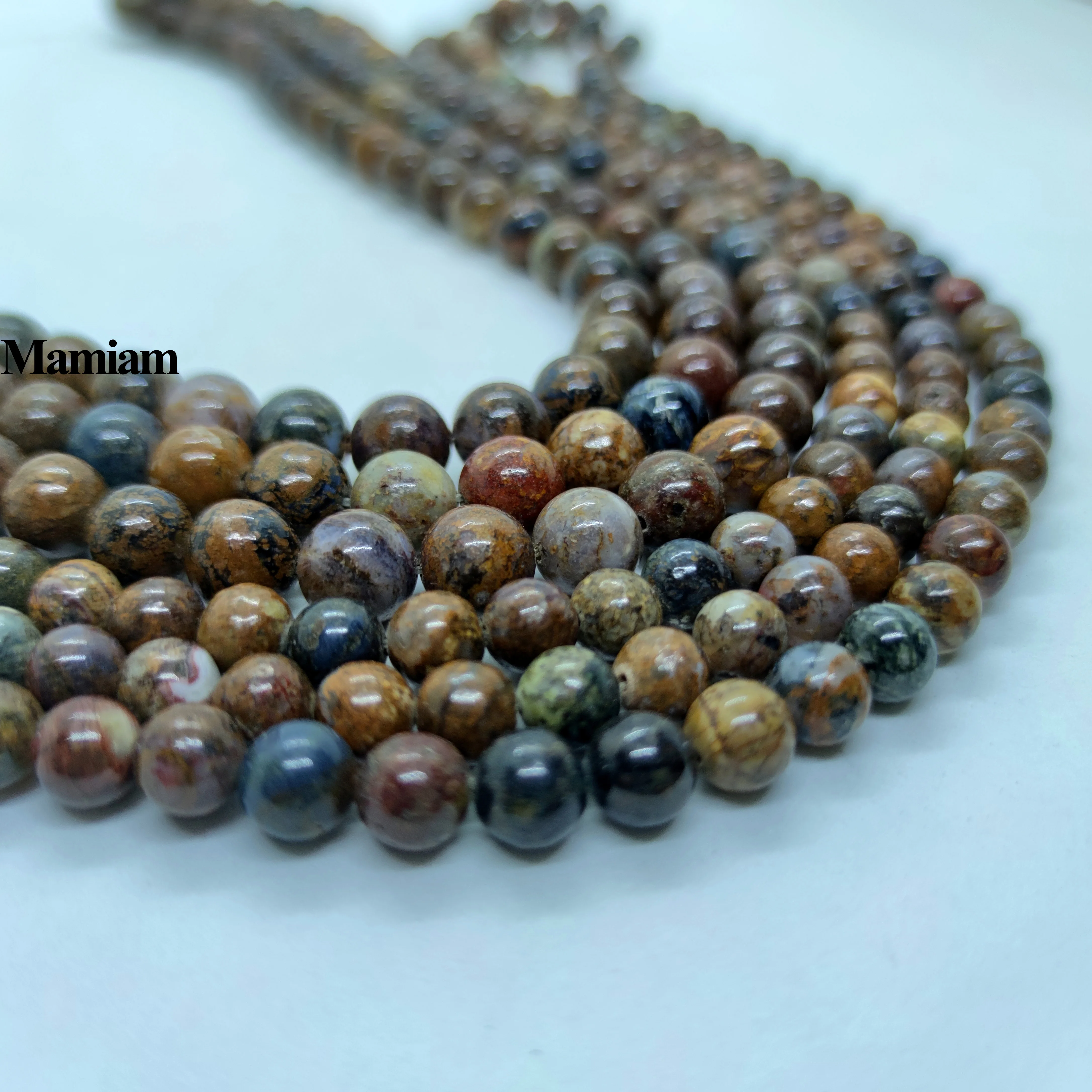 Mamiam Natural Africa Pietersite Beads Smooth Round Stone 6-10mm Diy Bracelet Necklace  Jewelry Making Gemstone Gift Design