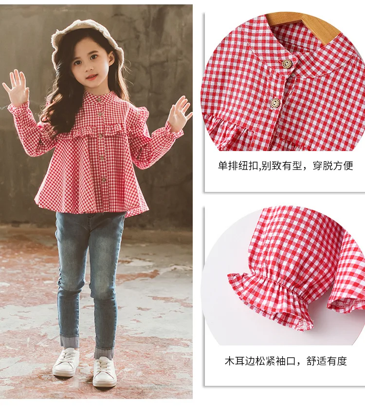 Новинка года; детская рубашка в Корейском стиле; осенняя одежда для девочек; детская рубашка в клетку для девочек; детская одежда