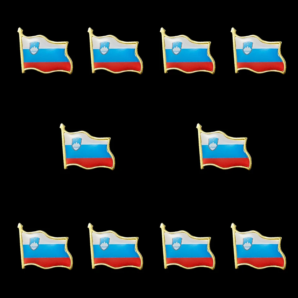 

10PCS Collectible National Flag Slovenia Country Zinc Alloy Lapel Pins Set Brooch Badge For Clothing Accessories