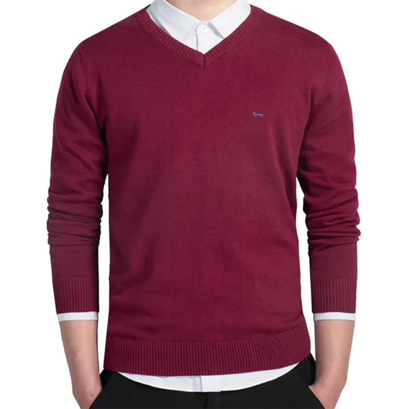 2021 ropa de marca nueva primavera suéter hombres Harmont con cuello en V y manga larga de tirar bordado Blaine suéter o Chompa para hombre