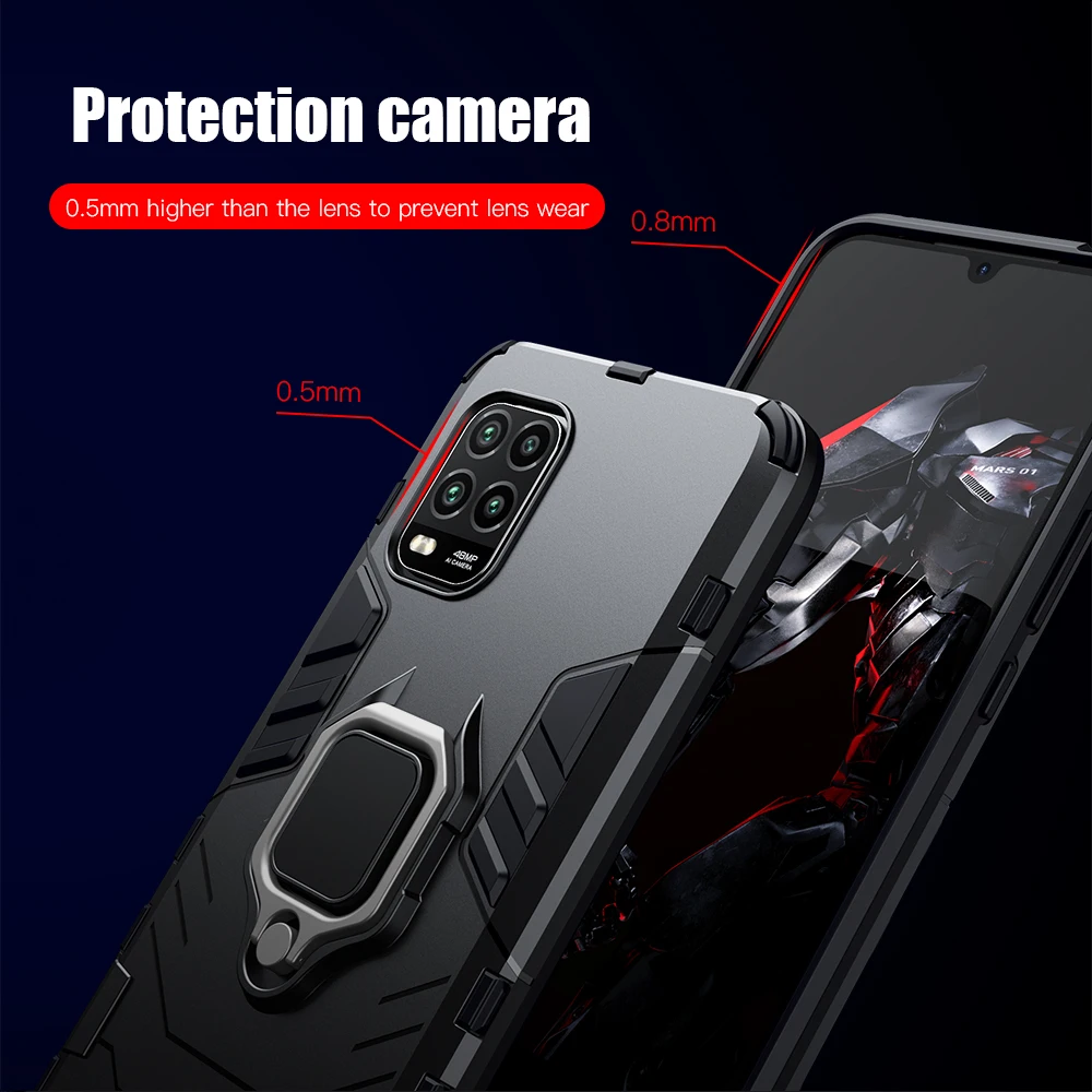 Shockproof Armor Ring Stand Phone Case - Heavy-Duty Protection with Built-In Stand