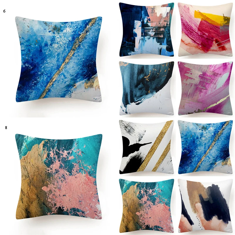 

Golden Marble Geometric Decorative Cushion Cover Pillow Pillowcase Polyester 45*45 Throw Pillow Home Decor Pillowcover