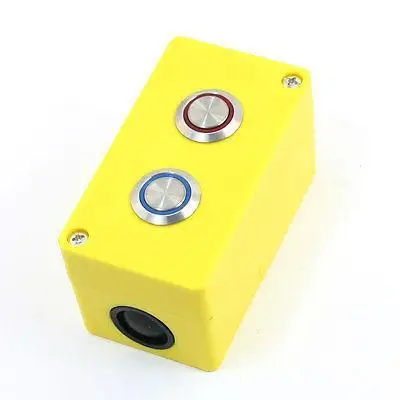 

NO+NC Self-locking SPDT 24V Red Blue Lamp Metal 2 Button Station 5A 250VAC