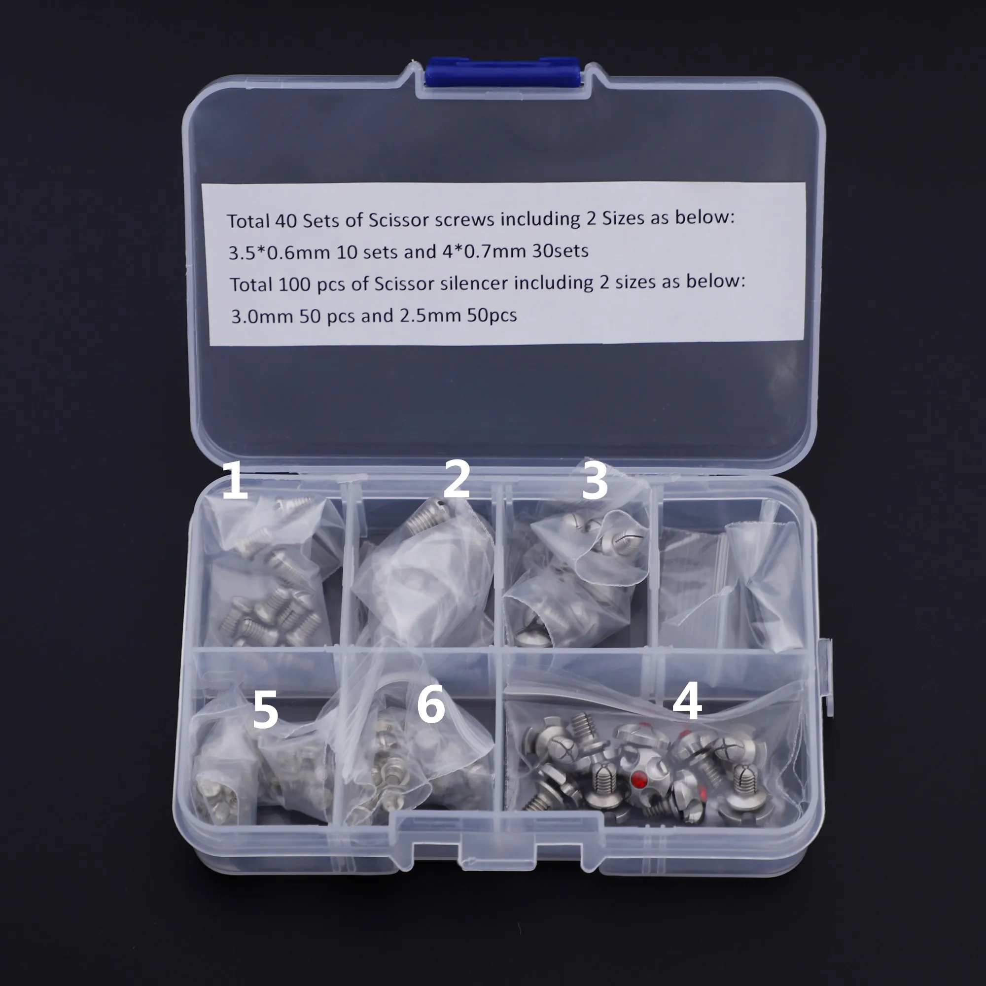 40 sets Hair Scissor Screws with 100 pcs Scissor bumpers silencer Barber repair kit Parafuso Accessory 6