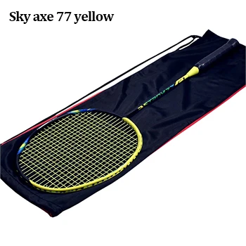Sky axe 77 yellow Углеродная ракетка для бадминтона G5, Ультралегкая профессиональная тренировочная Мужская и женская ракетка для бадминтона, многоцветная сумка для ракетки для бадминтона, 18-28LBS - Цвет: Sky axe 77 yellow