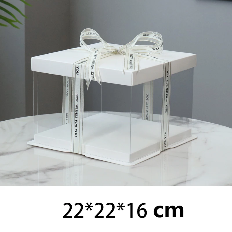 22*22 см ПВХ прозрачная коробка для торта свадебные вечерние коробки для конфет коробка для торта цветок подарочная коробка для еды с нижним кронштейном - Цвет: A22X22X16cm