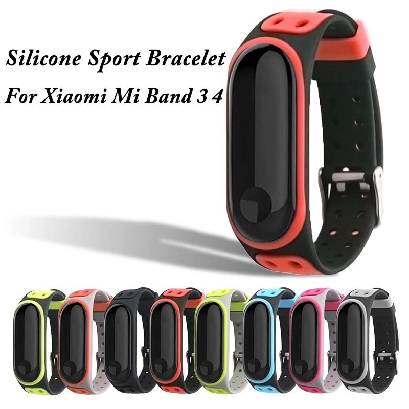 Модный Двойной Цветной силиконовый сменный ремешок для часов Xiao mi Watch Band 3 4 с