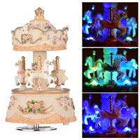 LED Carousel Music Box Merry-Go-Round Rotating Horse Music Box Toy Child Baby Gifts Carousel Music Artware Christmas Home Decor 2