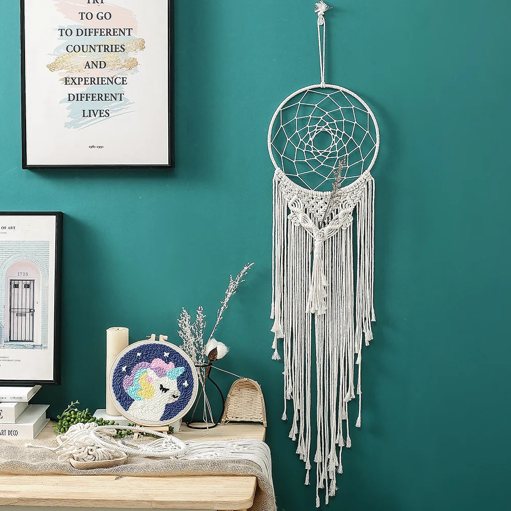 

Macrame Wall Hanging Dreamcatcher Flower Tapestry Boho Wall Decor Woven Knitted Bohemian Chic Tapestry Home Room Wall Decor