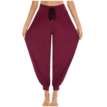 

Women's home pajamas loose comfortable yoga pants Solid-Color Drawstring Waist Casual Pants Trousers пижама женская pijamas c3*