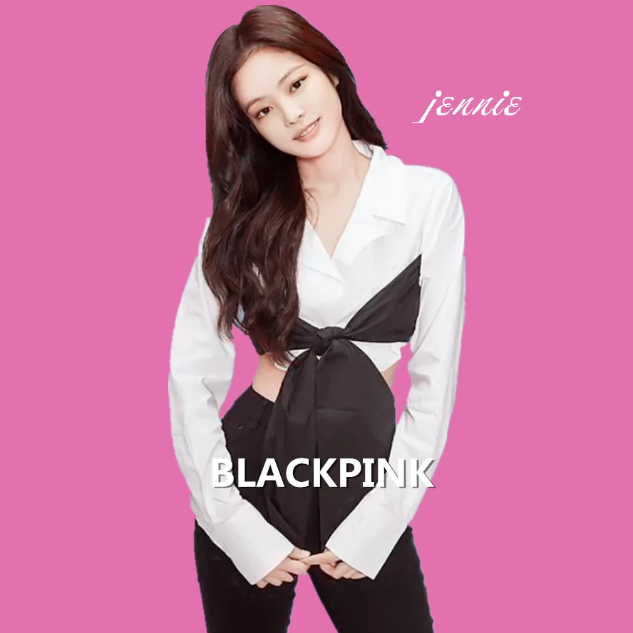 Kpop, черные, розовые, Дженни,, на шнуровке, поддельные, две рубашки с узлом, женские, летние, новые, офисные, повседневные, дикие, сексуальные, Короткие блузки и топы