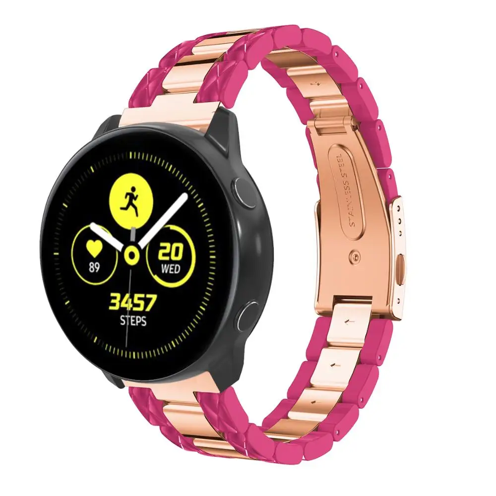 rose-red Браслет из нержавеющей стали для samsung Galaxy Watch активные ремешки розовые золотые браслеты для часов 42 ремешок для часов, мм 20 мм ремешок для часов - Цвет ремешка: rose-red