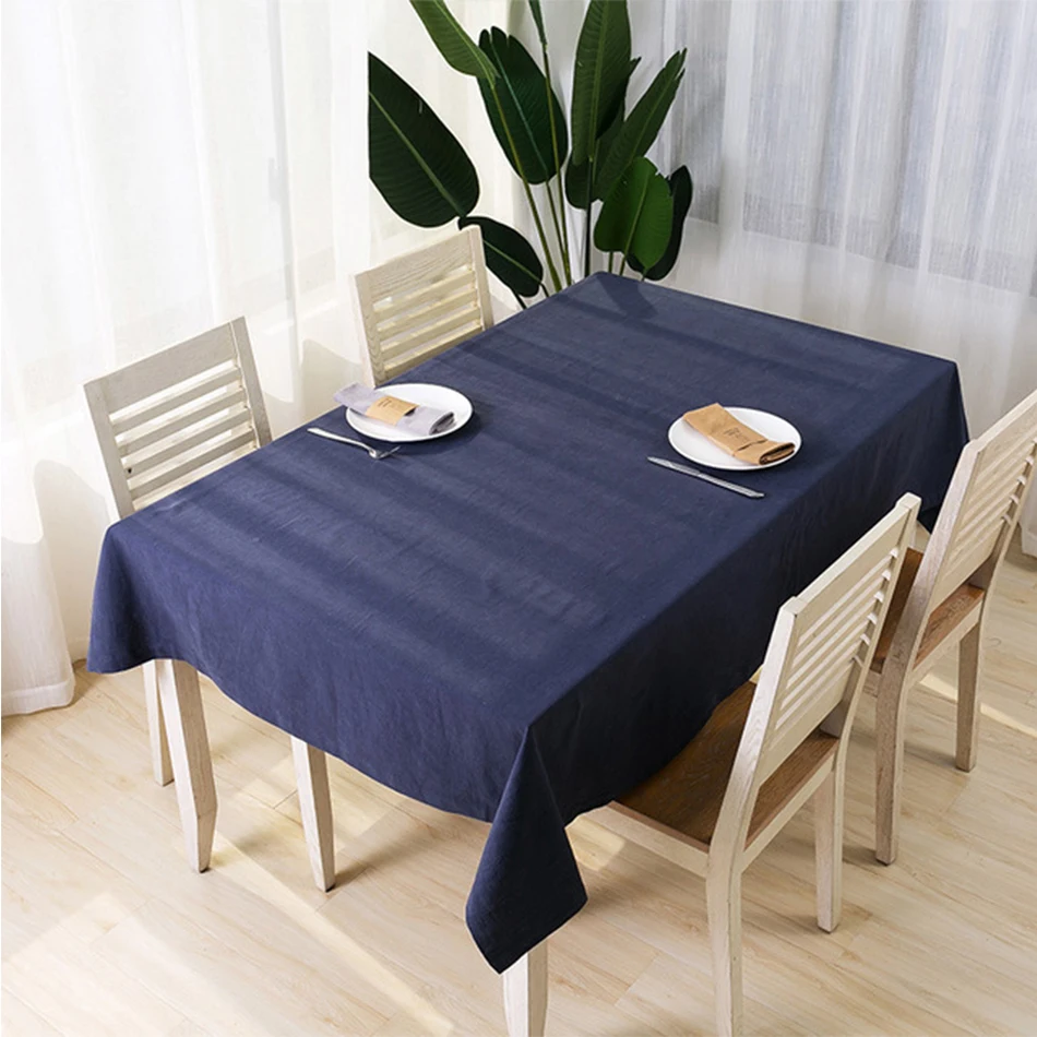 Ramie Tablecloth Rectangular Solid CoIor Table Cover for Kitchen Dinning Tabletop Modern Plain Home Table Decoration Custom