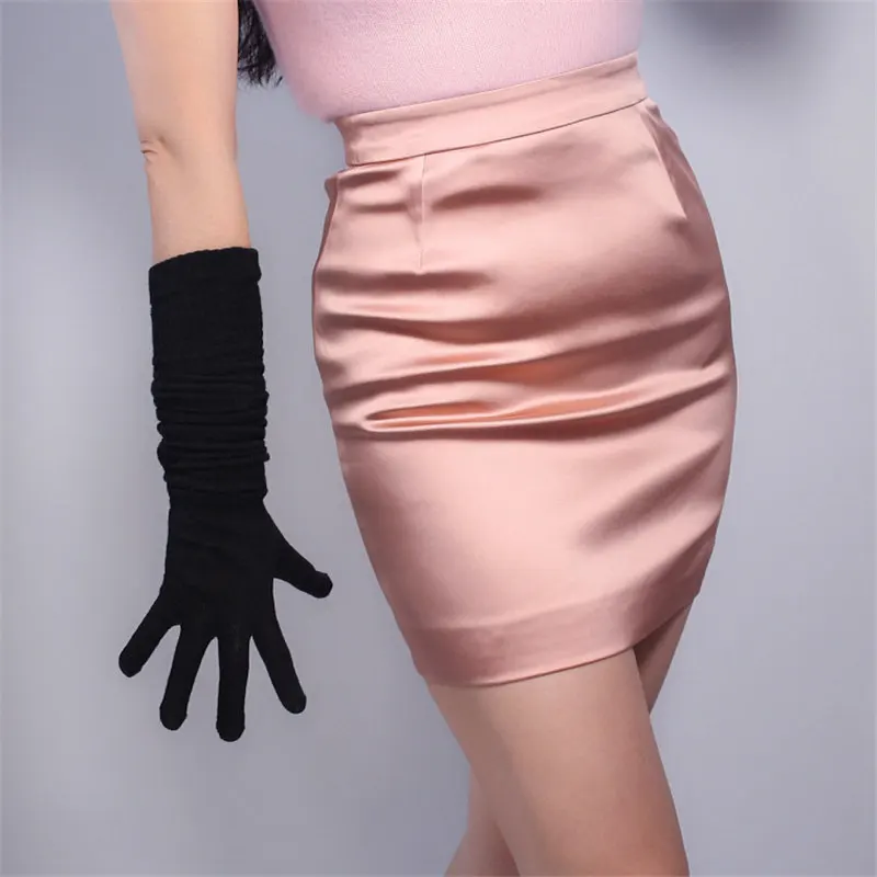 Women Fashion Long Wool Gloves 55cm Knitting Five Fingers High Elasticity Wool Avocado Green ZZ55-10