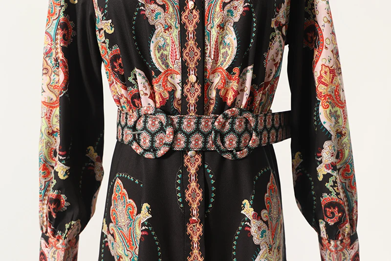 [LIVIVIO] винтажное элегантное платье макси с поясом и поясом для женщин, черные платья с длинным рукавом, женские модные осенние платья