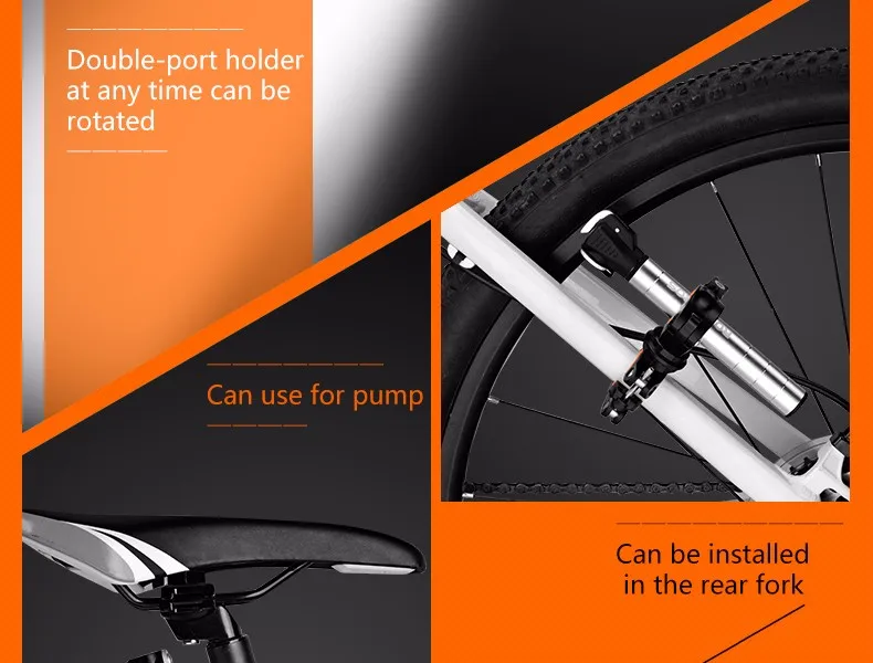 Discount ROCKBROS Cycling Bike Rotating Light Double Holder LED Front Flashlight Lamp Pump Handlebar Holder Bicycle Accessories, 4 Colors 3