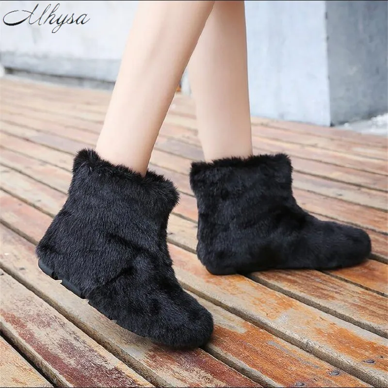 Mhysa New Plush Women Warming Boots Suede Winter Casual Shoes Solid Color Female Snow Boots Footwear zapotos mujer L1030
