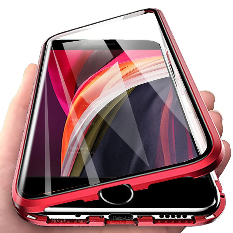 Чехол для iPhone SE 2020 металлический магнитный чехол SE2 2 2nd se2020 двухсторонний бампер