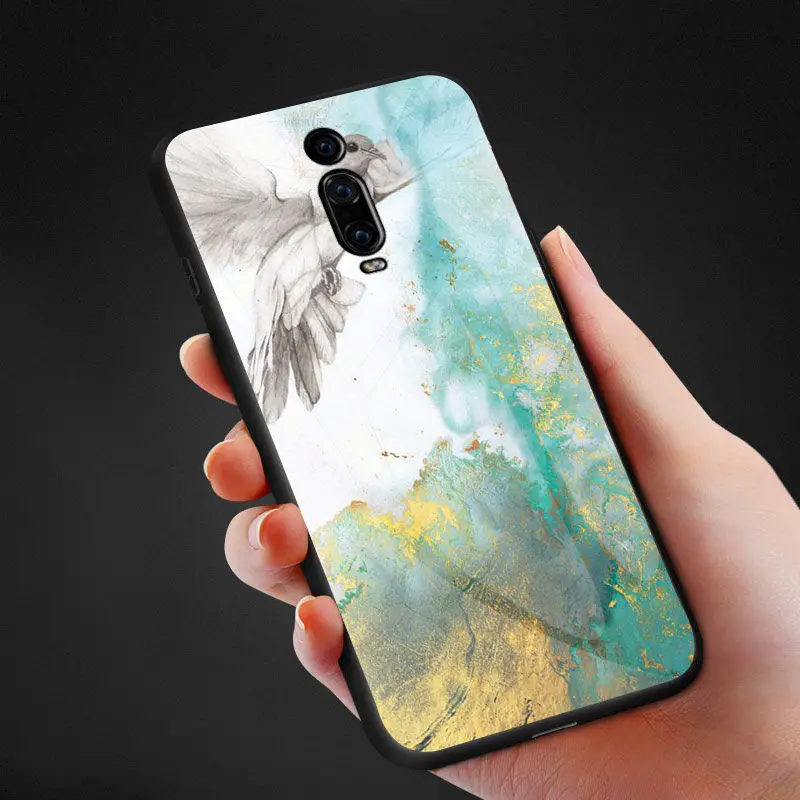 Для Xiao mi 9T mi 9T Pro Чехол из закаленного стекла с мраморной жесткой задней крышкой для Xiao mi Red mi K20 Pro TPU frame fundas