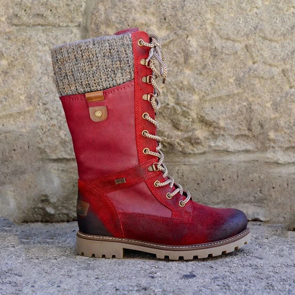 

Dropshipping Winter Boots Women Basic Woman Mid-Calf Boots Round Toe Zip Platform Decor Female Shoes Warm Lace Up Boots Shoes