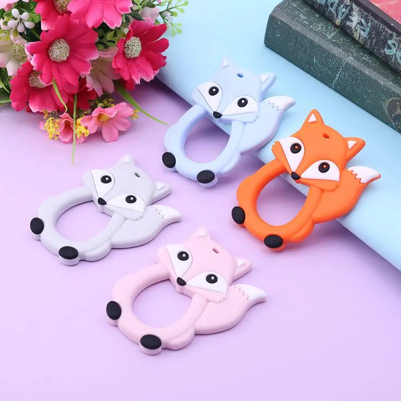 

Baby Silicone Gutta-percha Animal Fox Shape Multi-color Molars Cartoon Hand-toothed Teether Soothing Infant Kids Toys DXAD