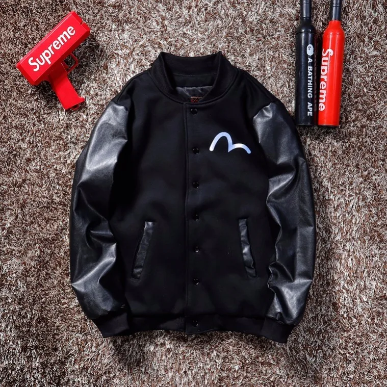 Новая аутентичная Evisu мужская куртка из синтетической кожи для отдыха дышащая модная мужская куртка мужская и женская парная куртка Тренч