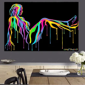 

Abstract Multicolored Fluid Line Figure Painting Canvas Painting Posters and Print Cuadros Abstract Woman Wall Art Picture Decor