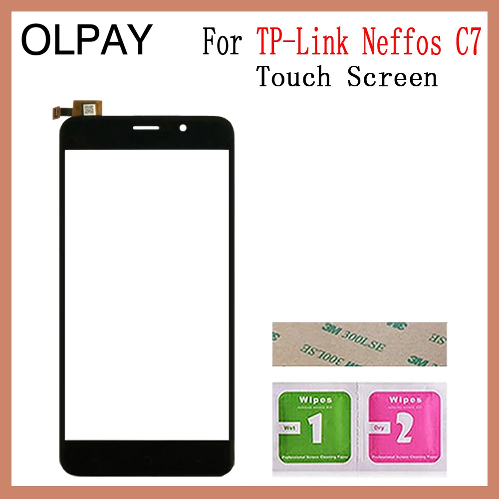 OLPAY 5," мобильный сенсорный экран сенсор для TP-Link Neffos C7 сенсорный экран дигитайзер Передняя стеклянная панель инструменты Бесплатный клей+ салфетки - Цвет: Black No Tools