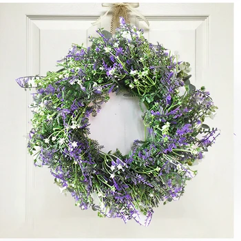 

Artificial Lavender Flower Wreath Door Hanging Garland Wedding Home Spring Decor Waterproof For Outdoor
