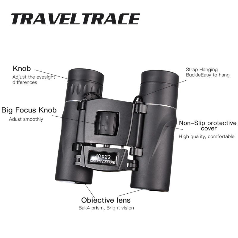 40x22 HD Compact Folding Travel Mini Binoculars Opera Glasses Mini telescope For Hunting Travel