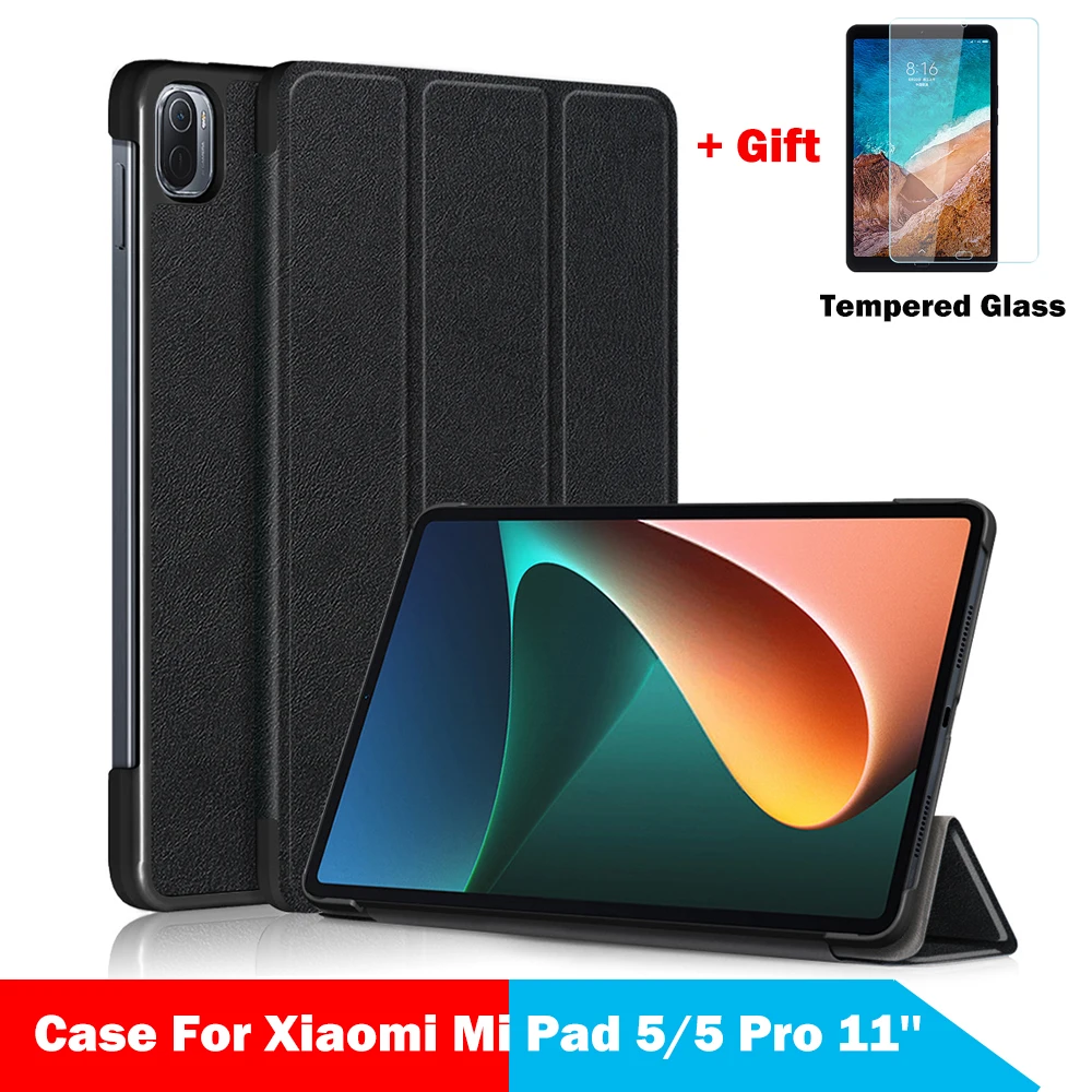 Case For Xiaomi Mi Pad 5 Pro 11 Inch Smart Folio Shell 4 Plus 10.1 Protective Cover Tri-Fold PU Leather Tablet Stand | Компьютеры и