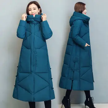 Cappotto lungo invernale da donna 2025 Moda Nuovo addensare imbottito in cotone caldo Capispalla da neve Allentato femminile antivento Giacca con cappuccio Parka 1